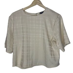 Express womens cream geometric cropped blouse small #123